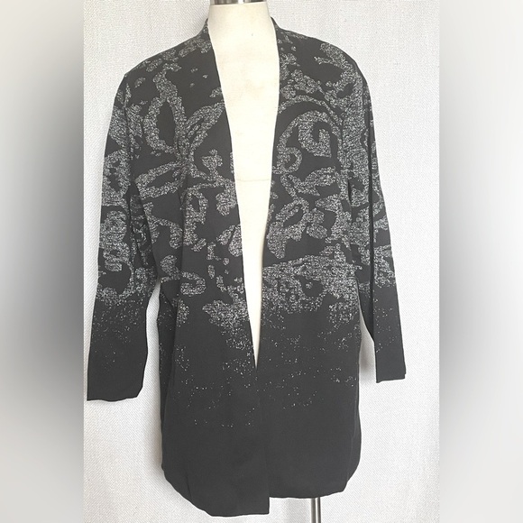 Chico's Sweaters - Chicos black and silver open cardigan/jacket